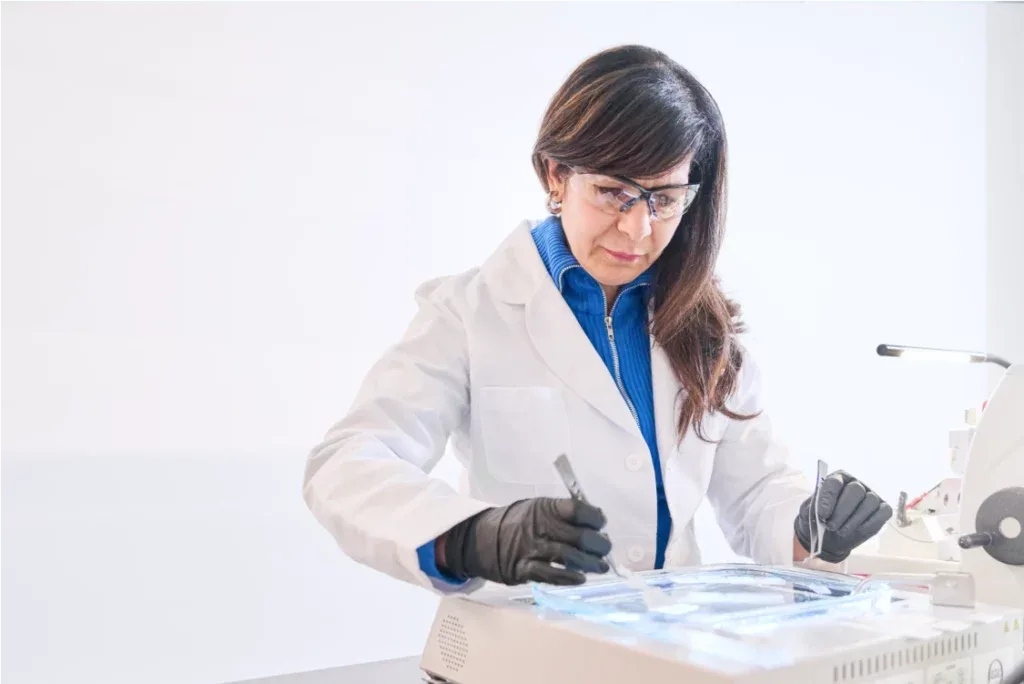 Lab technician doing medical research
